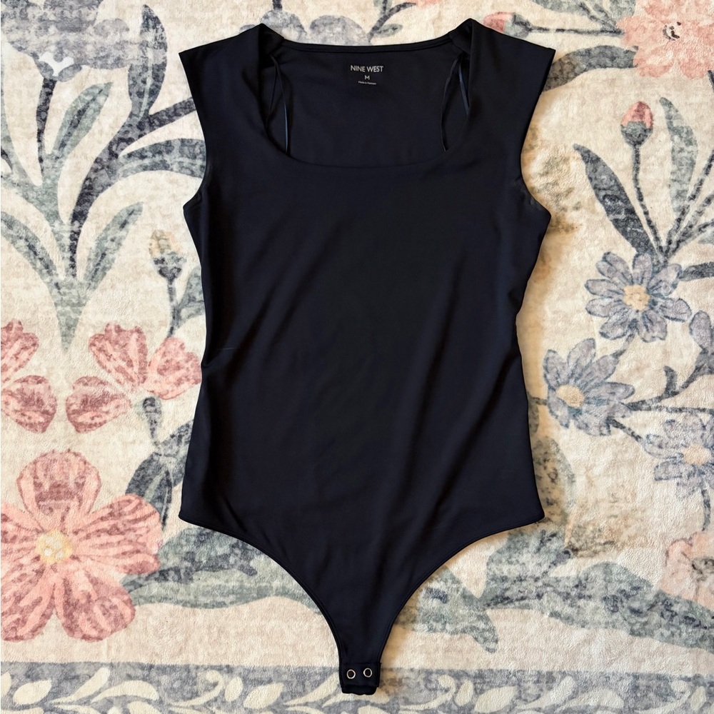 Nine West Black Scoop-Neck Bodysuit
